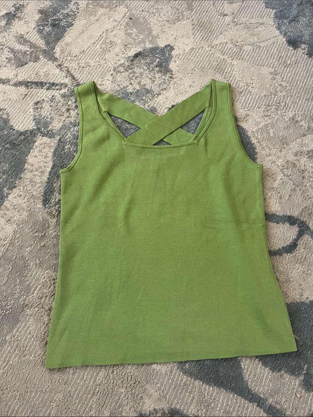 Muse Olive Green Crisscross Back Tank Top